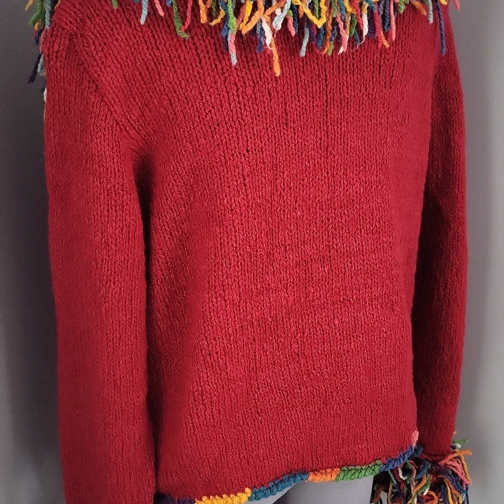 Invisible World 100% Wool Hand Knit Cardigan - Made in Bolivia - Picture 8 of 15